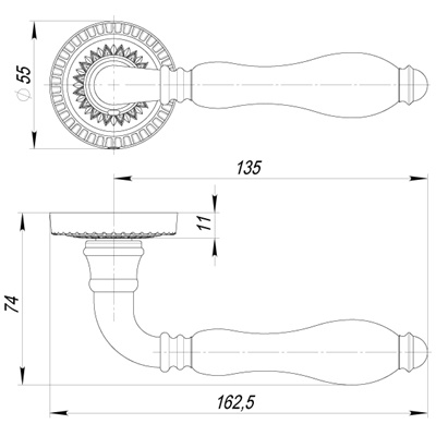 РУЧКА РАЗДЕЛЬНАЯ SILVIA CL1 AS/LWP-109 АНТИЧНОЕ СЕРЕБРО/БЕЖЕВЫЙ ФАРФОР